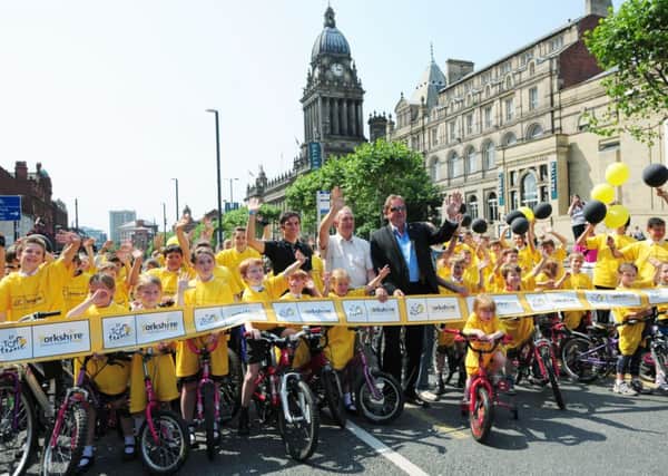 Children on the start line in Leeds last summer marking a year to go until the start of the Tour De France 2014.