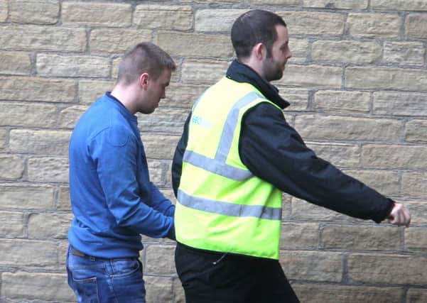 Dale Mclean arrives at Calderdale Magistrates Court charged with the manslaughter of Andrew Feather (picture below).