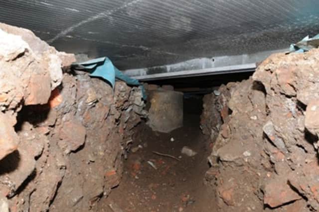 The 50 ft tunnel that was dug by thieves from nearby wasteland into the Tesco on Liverpool Road, Eccles.