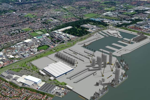 Artist's impression of their proposed offshore wind project construction assembly and service facility at Green Port Hull.