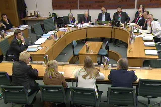 Margaret Aspinall, Chair, Jenni Hicks, Vice-Chair and Sue Roberts, Secretary of the Hillsborough Family Support Group give evidence to the Commons Home affairs Committee