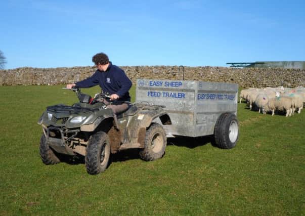 Jonathan Caygill and his Easy Sheep Feed Trailer.