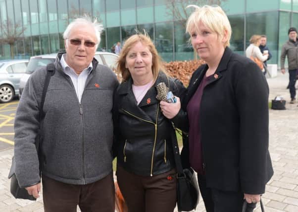 Trevor Hicks (left), Margaret Aspinall and Sue Roberts at the Hillsborough inquest