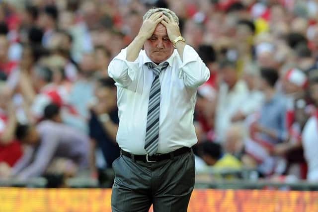 Hull City manager Steve Bruce shows his dismay. Picture: James Hardisty.