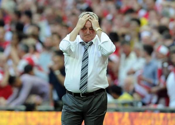 Hull City manager Steve Bruce shows his dismay. Picture: James Hardisty.