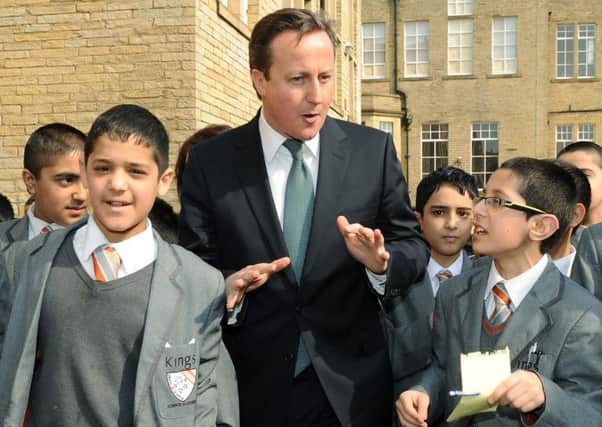 David Cameron meets children from Kings Science Academy, Bradford, in 2012