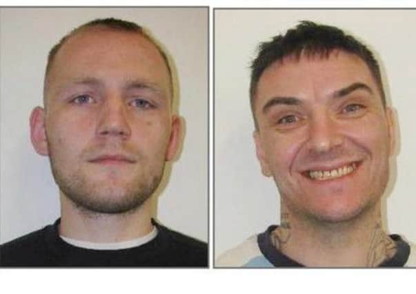 Damien Burns, 39, from Scarborough and Dean Jackson, 27, from Newcastle-upon-Tyne, have absconded from HMP Hatfield