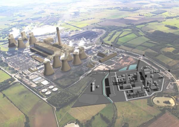 Aerial 3D illustration of the White Rose CCS Project alongside Drax Power Station