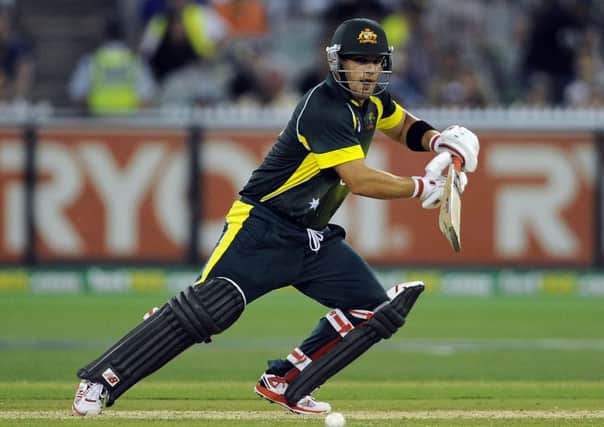 Australia's Aaron Finch bats against England