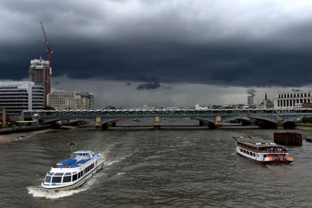 Storms clouds gather over Blackfriars bridge in London