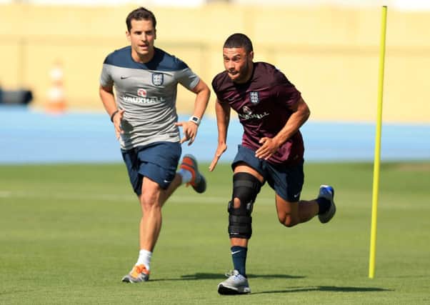 England's Alex Oxlade-Chamberlain is put through his paces during the training session at Urca Military Training Ground.