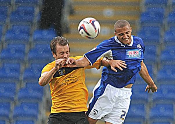 Jordan Bowery playing for Chesterfield against the club he is joining, Rotherham United.