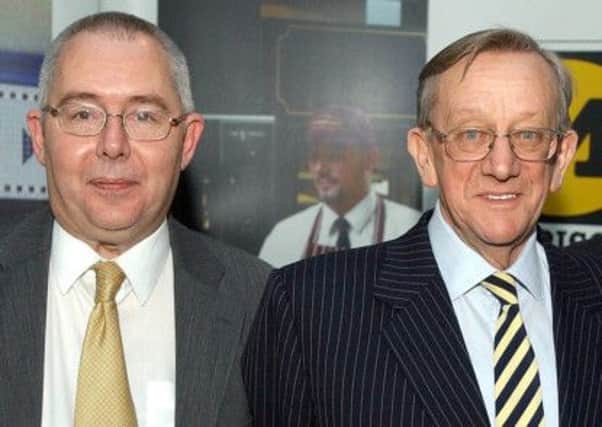 Martin Ackroyd (left) with Sir Ken Morrison