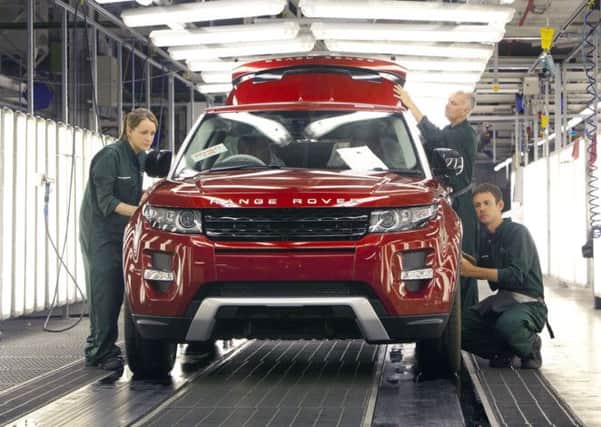 Land Rovers on the production line