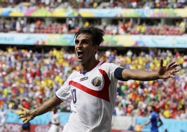 Costa Rica's Bryan Ruiz celebrates after scoring his side's winner against Italy, which knocked England out of the World Cup.