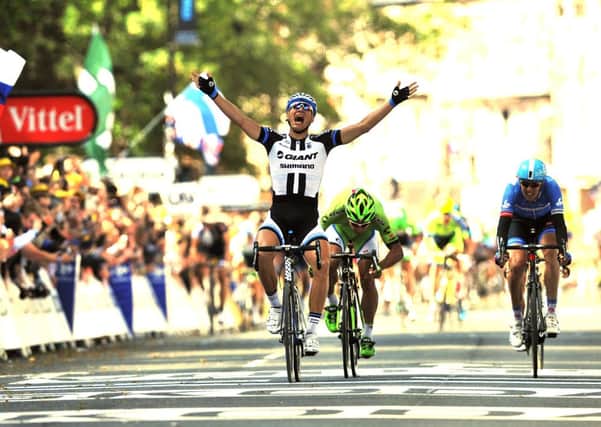 Marcel Kittell wins the first stage of the 2014 Tour de France in Harrogate at the end of a day of drama and royal surprises
