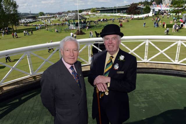 Honorary show director Bill Cowling (right), who was appointed Deputy Lieutenant for North Yorkshire by Lord Crathorne during the Great Yorkshire Show.