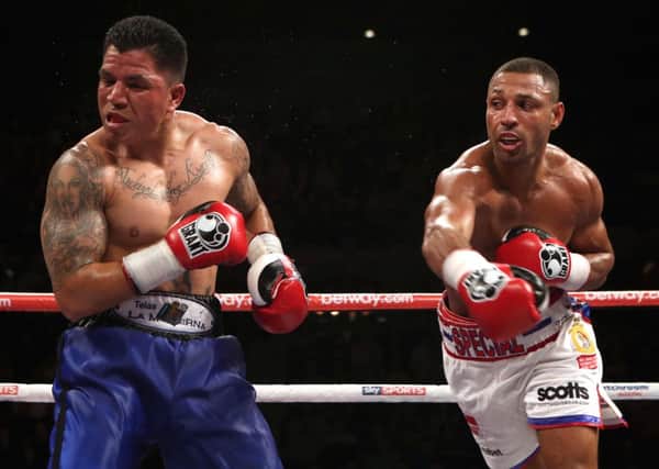 Sheffield's Kell Brook, right, in action against Alvaro Robles back in March.