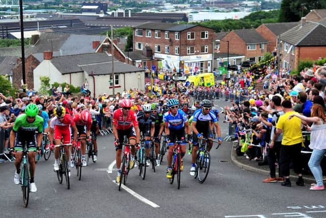 The peloton on the Grand Depart through Yorkshire