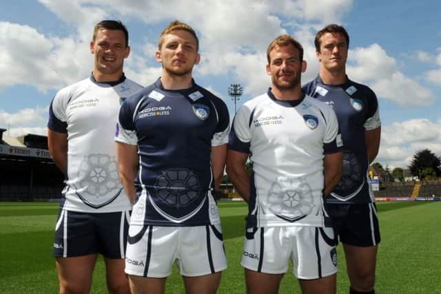 Rob Vickerman, second right, with his Yorkshire Carnegie team-mates. (Picture: Varley Picture Agency)