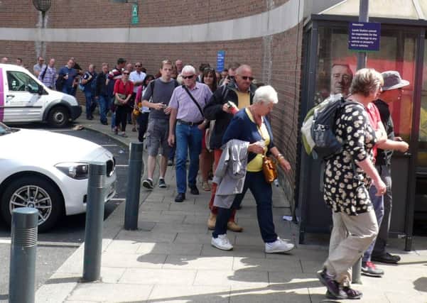 Queues of people waiting for trains during last weekend's Grand Depart