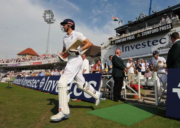 England's captain Alastair Cook runs out to bat against India during day two of the first Investec test match at Trent Bridge, Nottingham.