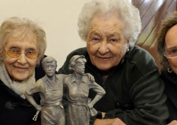 Women of Steel Statue and Kathleen Roberts,Kitty Sollitt,Ruby Gascoigne and Dorothy Slingsby