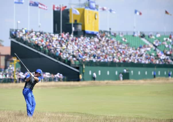 Northern Ireland's Rory McIlroy shoots down the 18th hole.