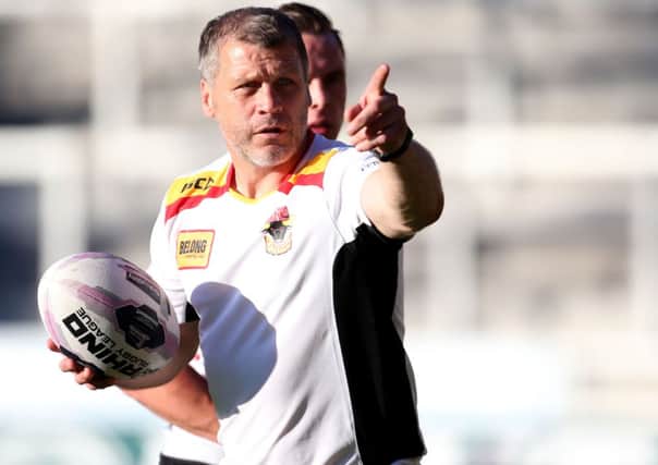 Bradford Bulls coach James Lowes before the First Utility Super League match at Langtree Park, St Helens.