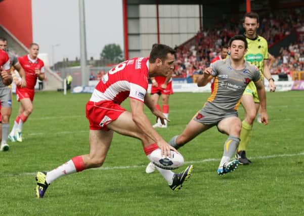 Hull KR's Craig Hall touches down to score his side's second try.