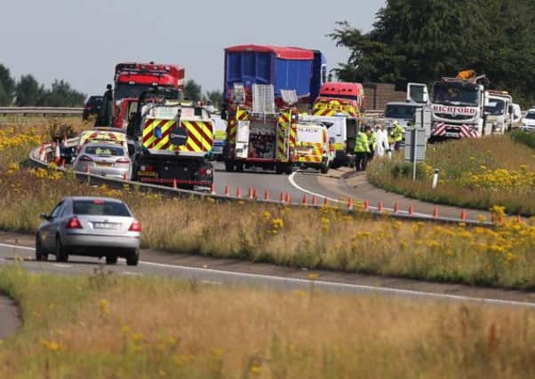 Emergency services at the scene on the A1. Picture: Ross Parry Agency