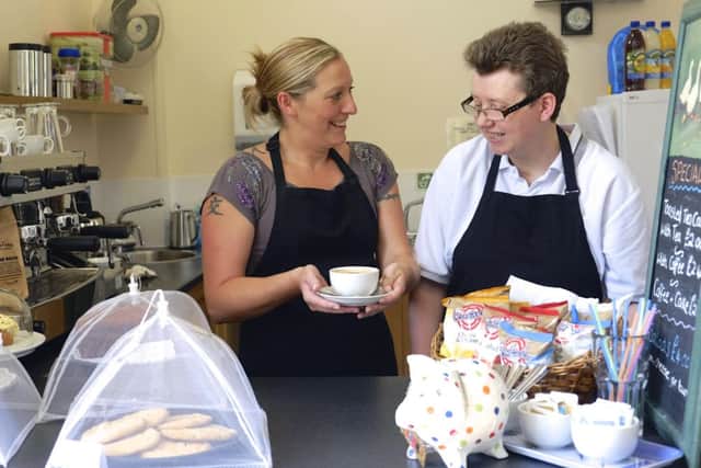 Nicola Naisbitt and service user Anthea Morley at the Dalewood Trust Cafe, which the Baytown Coffee Company supports. Picture: Tony Bartholomew