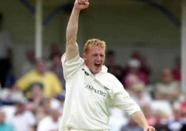 Yorkshire's Steve Kirby takes the wicket of Somerset's James Hildreth in 2004.