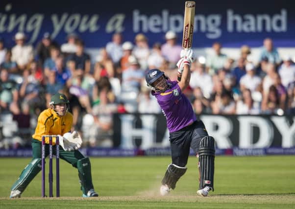 Yorkshire's Aaron Finch hits out, but the Vikings ended up on the losing side and crashed out of the Natwest T20 Blast.