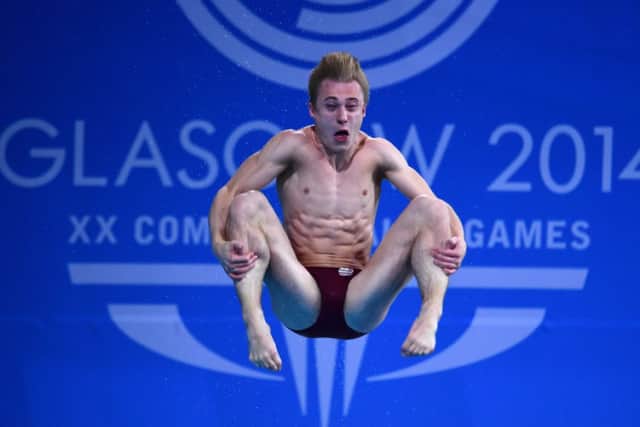 Harrogate's Jack Laugher on his way to a silver medal in the 3m springboard.