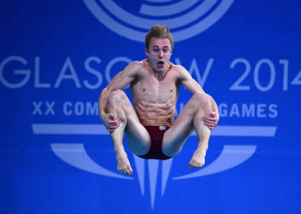 Harrogate's Jack Laugher on his way to a silver medal in the 3m springboard.