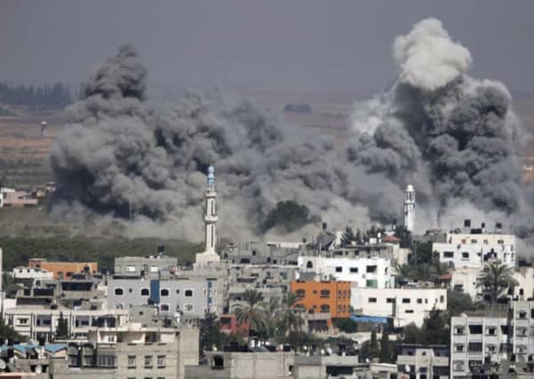 Smoke rises after an Israeli strike in Gaza City, northern Gaza Strip