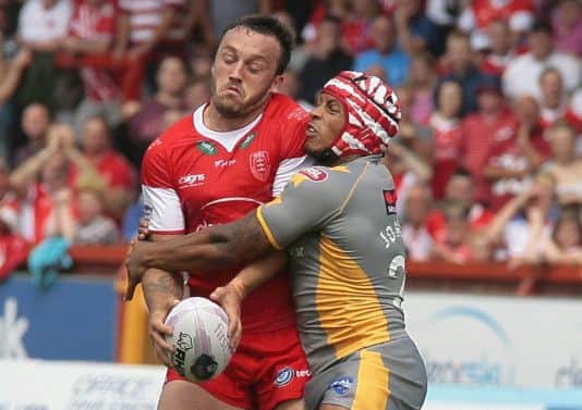 Josh Hodgson and Salford's Greg Johnson