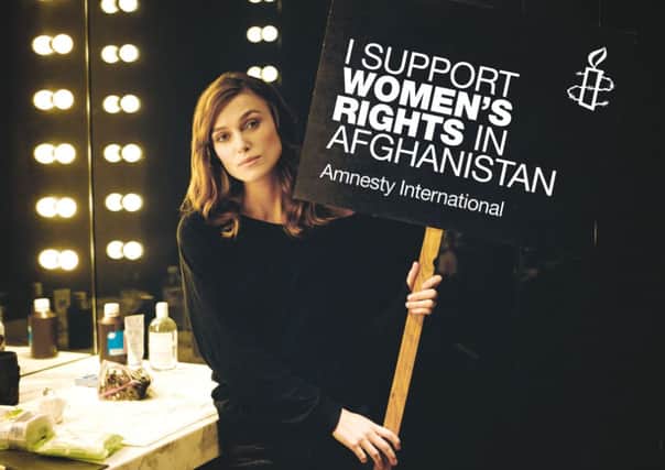 Actress Keira Knightly supporting Amnesty International