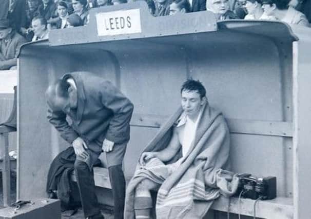 Leeds v Castleford 1969:  Leeds captain Barry Seabourne is forced to sit in the dugout after more problems with the shoulder that had dislocated four times in the semi-final win over Salford