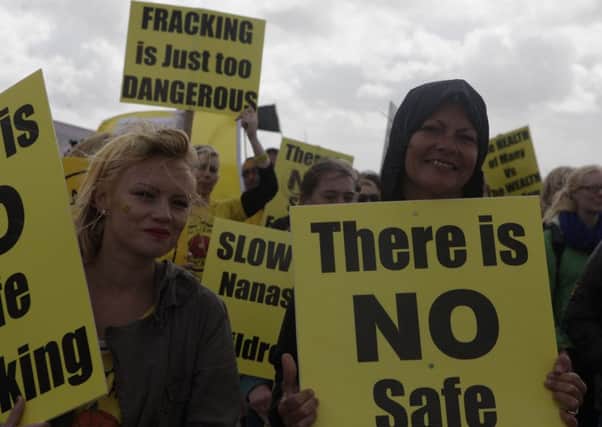 An anti-fracking protest march