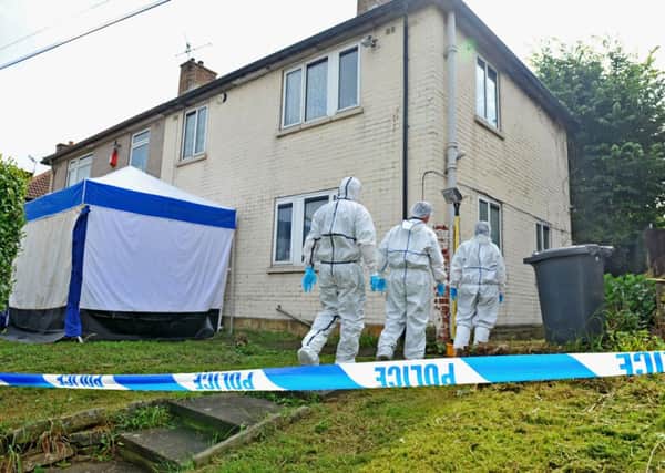 Scene picture, where 68-year-old Clement Desmier was found murdered in his home in Bradford, West Yorkshire. Picture: Ross Parry Agency