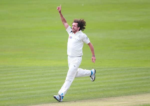 Yorkshire's Ryan Sidebottom took 3-42 against Lancashire on day one at Old Trafford.