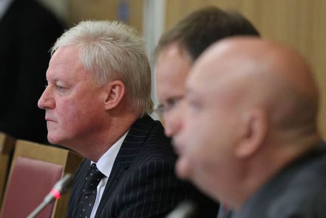 Outgoing chief executive Martin Kimble (left) during a meeting of Rotherham council's cabinet at Rotherham town hall