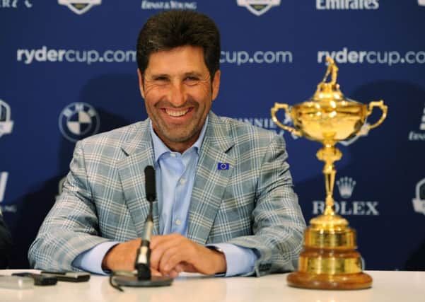 Padraig Harrington, Miguel Angel Jimenez and Jose Maria Olazabal (pictured) will complete Europe's vice-captaincy line-up for the Ryder Cup at Gleneagles, captain Paul McGinley has announced.