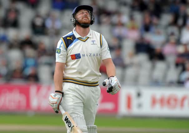 Andrew Gale feels the pressure after being caught out for six runs for Yorkshire against Lancashire