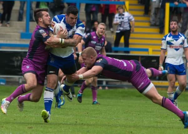 Action from Halifax v Featherstone in The Championship earlier this season.
