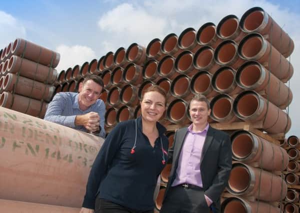 From left, Edward Naylor, chief executive of Naylor Industries, Bridie Warner-Adsetts, chief operating officer, and Andrew Trippitt, financial director.