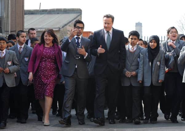 David Cameron visits Kings Science Academy in 2012. Photo Anna Gowthorpe/PA Wire