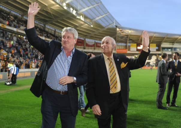 Hull City manager Steve Bruce and chairman Dr Assem Allam.